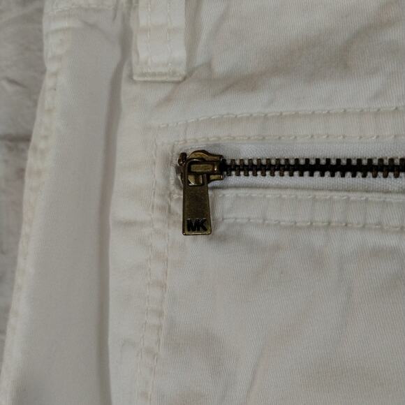 F Michael Kors Women's White Y2K Zippered Roll Up Tab Cargo Utility Pants Size 2 - Picture 8 of 13
